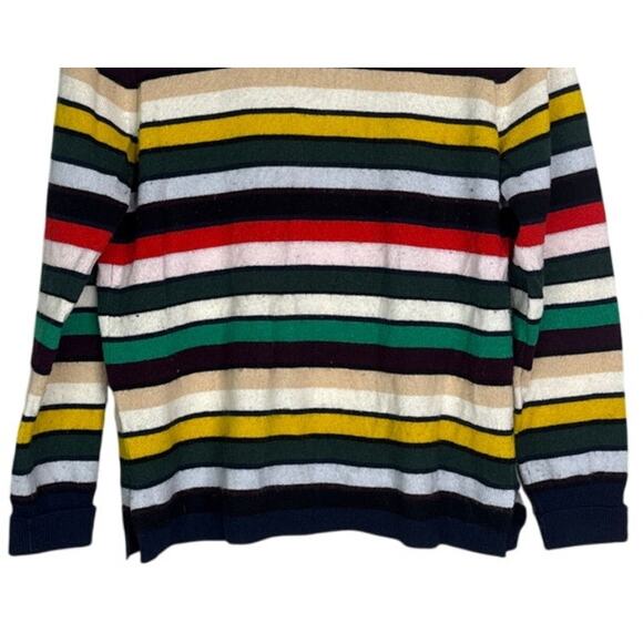 J. Crew Cashmere Striped Long Sleeve Crew Neck Sweater Cardigan M Red Green Blue - Picture 4 of 15